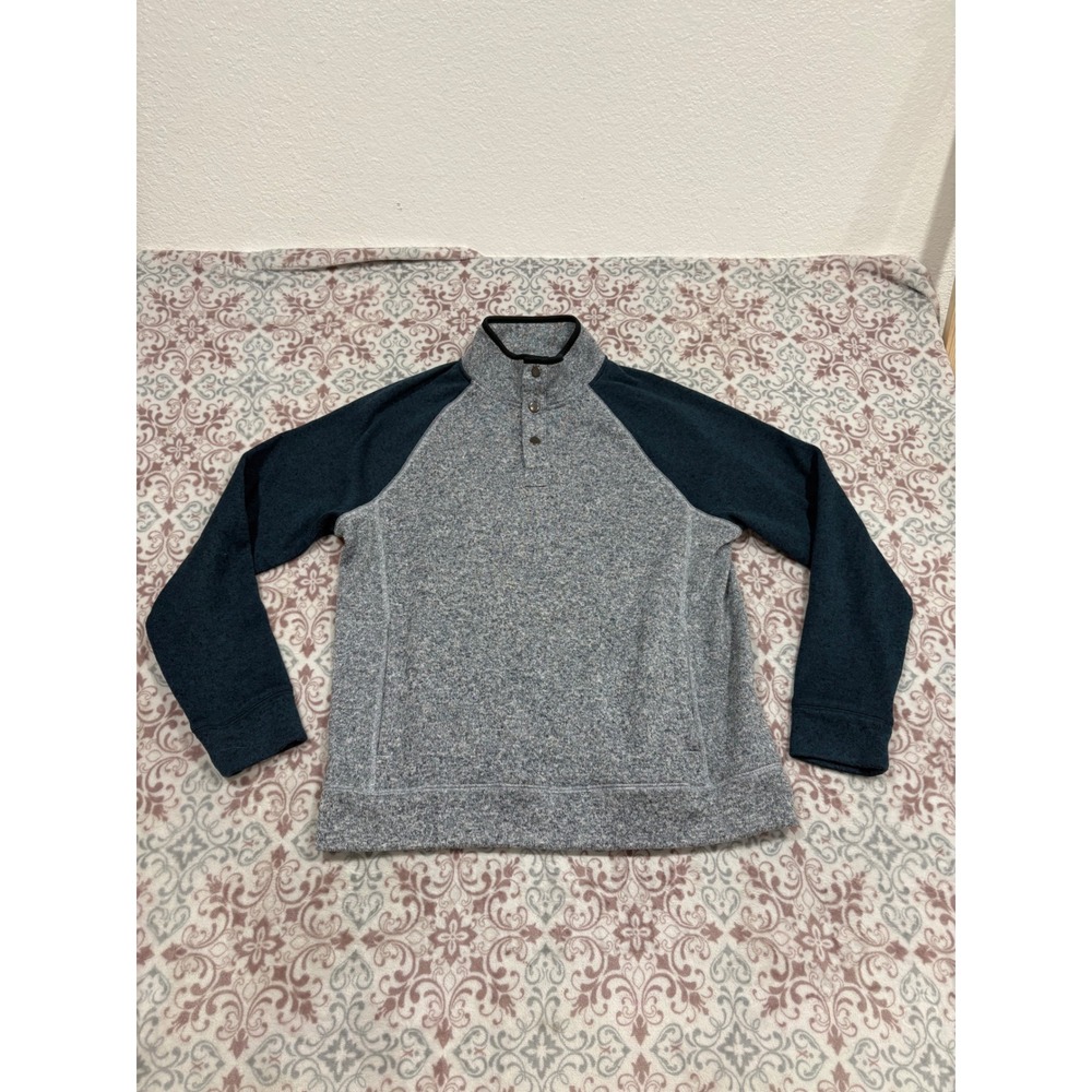 Sonoma Goods For Life Mens Large Grey Navy Blue Quarter Snap Fleece Pullover
